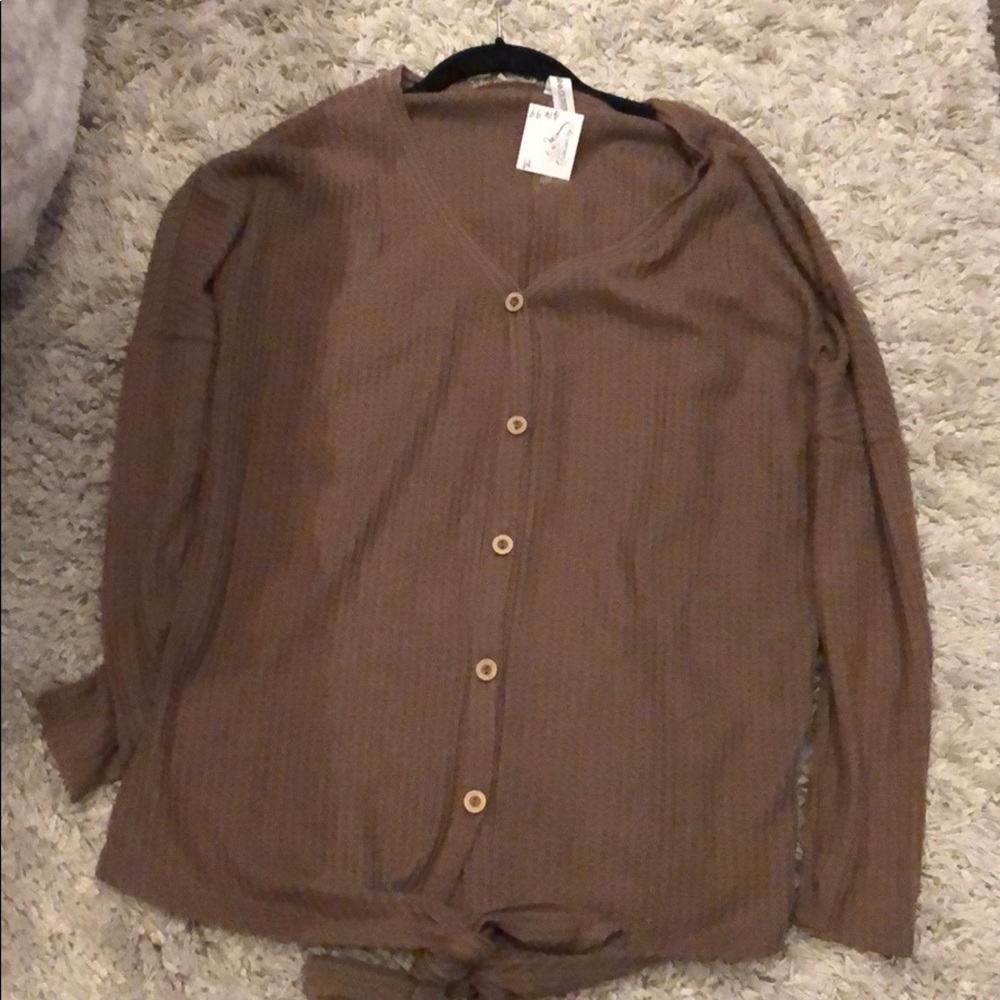 Tie front sweater